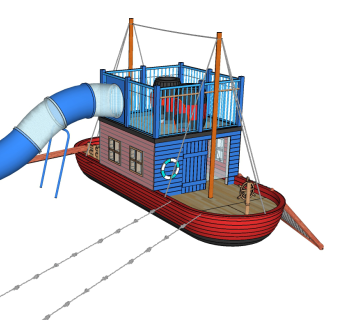 儿童游乐船，滑滑梯su草图模型下载