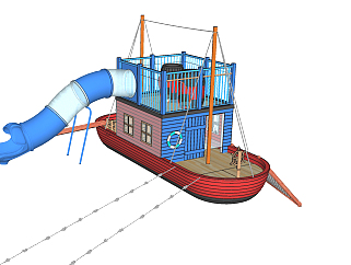 儿童游乐船，滑滑梯su草图模型下载
