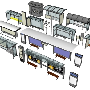 50现代公交站台， su草图模型下载