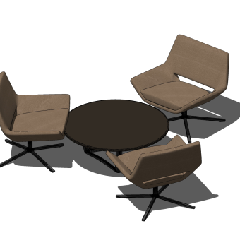 66现代办公休闲洽谈椅su草图模型下载