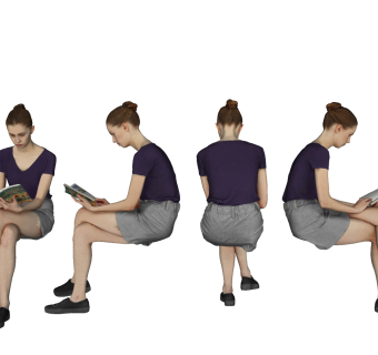 现代坐姿看书女人，人物