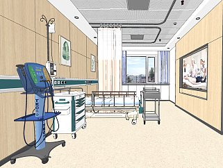 现代医院病房，病床，重症监护室，<em>医疗</em>设备