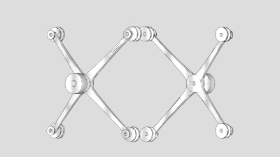 现代驳接爪，玻璃幕墙抓点su草图模型下载