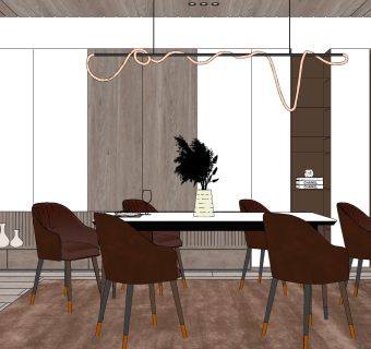 现代轻奢餐厅，餐桌椅