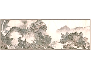 中式风景画，挂画