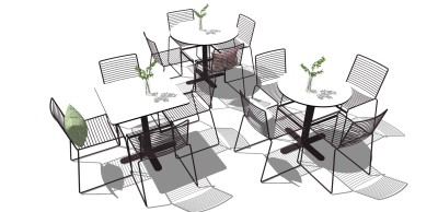 户外铁艺桌椅座椅 su草图模型下载
