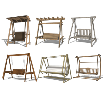 12中式户外秋千 su草图模型下载