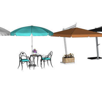 21现代欧式铁艺户外桌椅户外 su草图模型下载