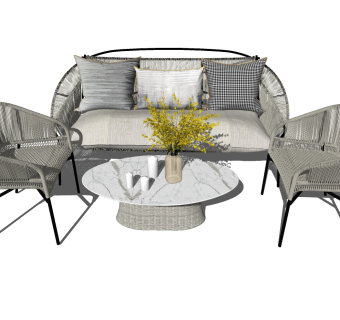 28现代户外休闲沙发椅子 su草图模型下载