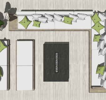 北欧户外庭院沙发 su草图模型下载