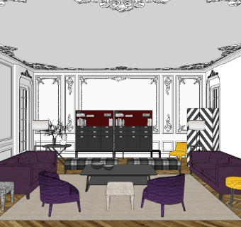 现代法式客厅装饰柜