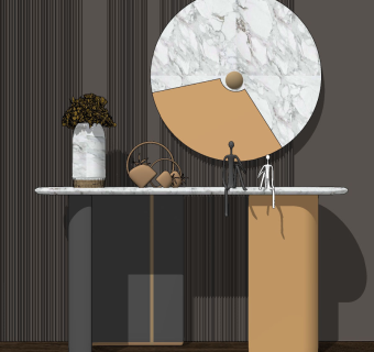 现代轻奢玄关柜，端景台