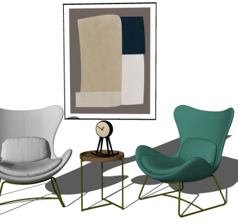 北欧绒布休闲椅边几