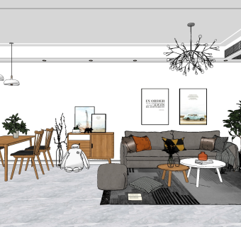 北欧客餐厅，沙发餐桌椅