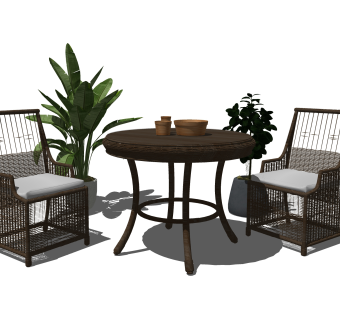 户外藤编，编织休闲椅子2su草图模型下载