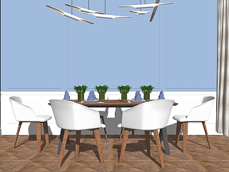 <em>北欧餐厅</em>，餐桌椅su草图模型下载