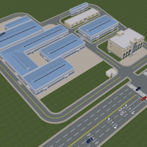 现代厂区厂房，车间厂房，园区规划鸟瞰 su草图模型下载