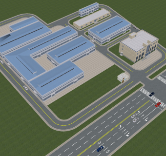 现代厂区厂房，车间厂房，园区规划鸟瞰 su草图模型下载