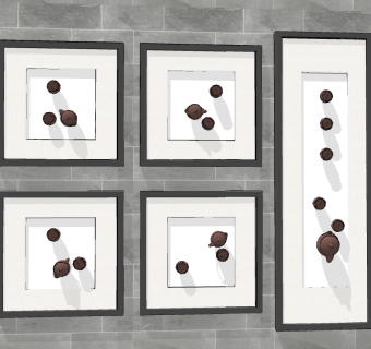 新中式茶壶，茶具，装饰画，立体画su草图模型下载