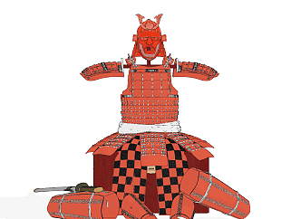 中式日式盔甲，<em>武士</em>铠甲，盔甲su草图模型下载