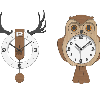 北欧现代时钟，挂钟，石英钟，钟摆su草图模型下载