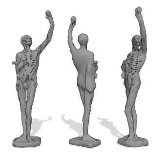 现代骷髅人物雕塑，雕塑su草图模型下载