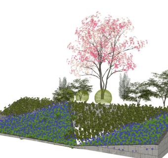 欧式景观装饰植物树，花池su草图模型下载