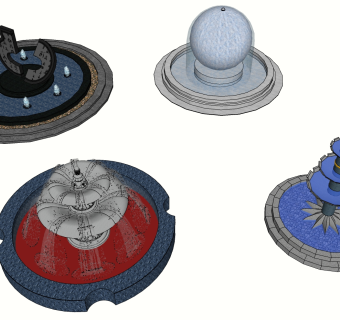 08喷泉水景喷泉水景 su草图模型下载