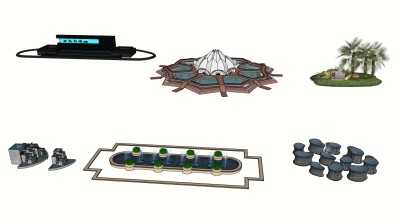 15莲花造型喷泉水景I su草图模型下载
