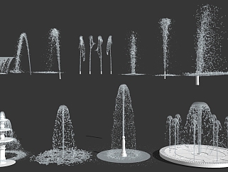 21现代喷泉组合 su草图模型下载