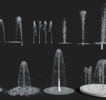 21现代喷泉组合 su草图模型下载