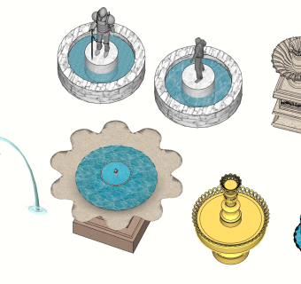 23欧式水景喷泉I su草图模型下载