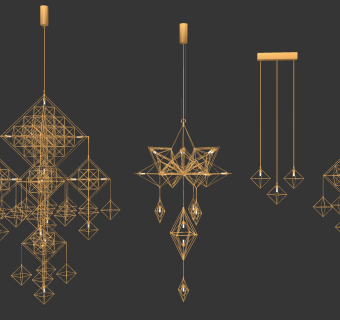 现代铁艺吊灯su草图模型下载