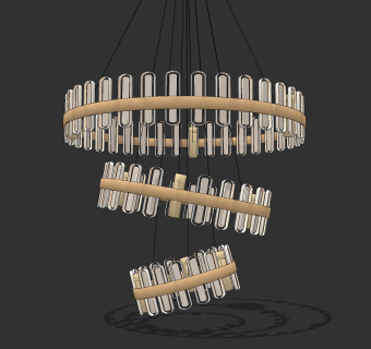 现代简欧式轻奢金属吊灯su草图模型下载