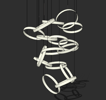 现代异形大堂水晶吊灯su草图模型下载