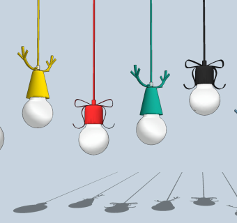 现代儿童房小吊灯su草图模型下载