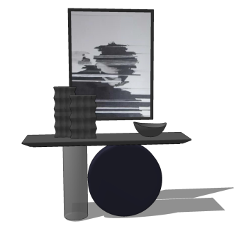 现代玄关摆台玄关柜su草图模型下载