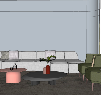 流行现代轻奢沙发茶几，单人沙发