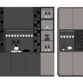 现代轻奢酒柜su草图模型下载