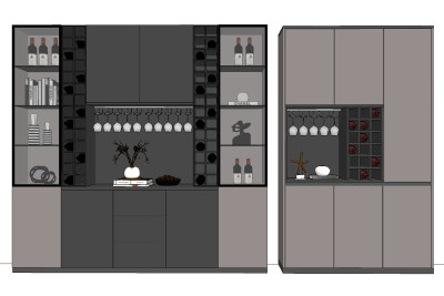 现代轻奢酒柜su草图模型下载
