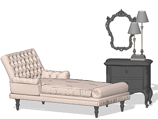 欧式法式美式贵妃椅，贵妃榻，卧榻躺椅su草图模型下载