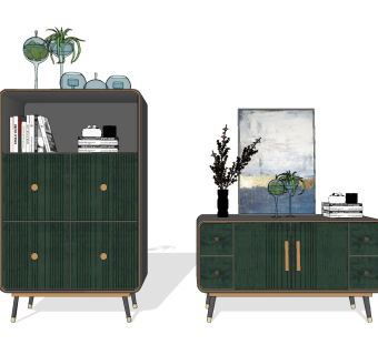 欧式轻奢现代轻奢电视柜餐边柜书柜边柜su草图模型下载