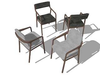 北欧现代单椅，椅子<em>餐椅</em>su草图模型下载