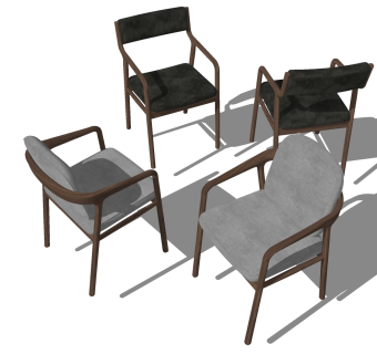 北欧现代单椅，椅子餐椅su草图模型下载