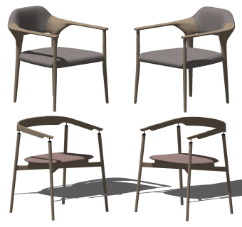 现代新中式单椅，椅子餐椅su草图模型下载