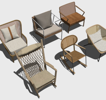北欧现代自然风民宿藤编 su草图模型下载