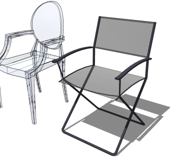 09北欧现代简欧式塑料透明休闲椅 su草图模型下载
