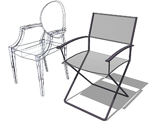 09北欧现代简欧式塑料透明休闲椅 su草图模型下载