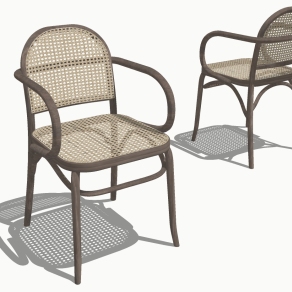 自然风，日式风格藤编编织休闲椅单椅 su草图模型下载