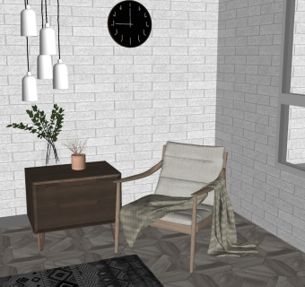 简约休闲椅， su草图模型下载